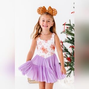 Made By Molly Purple Disney Christmas Party Gingerbread Athletic Dress Size 5T
